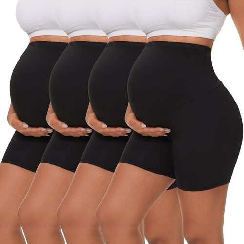 Dalavch 4 Pack Women's Maternity Yoga Shorts Over the Belly