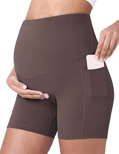 POSHDIVAH Women's Maternity Yoga Shorts Over The Belly...