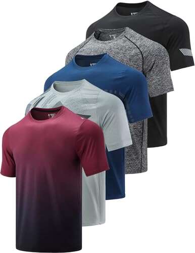 5 Pack Men’s Active Quick Dry Crew Neck T-Shirts