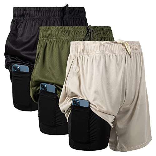 Ultra Performance 3 Pack Mens 2 in 1 Compression Shorts