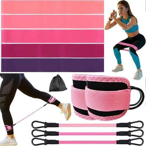 Ankle Resistance Bands with Cuffs, Home Gym Glute Exercise...