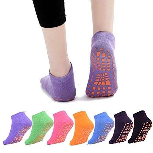 Ehdching 7 Pairs Anti-Skid Socks Trampoline Socks Adult Yoga