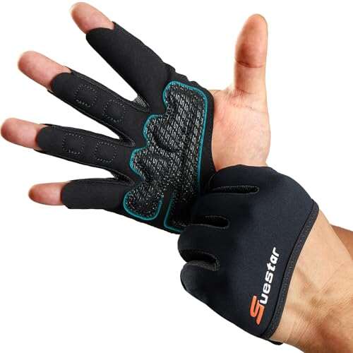 SueStar Partial Weight Lifting Gloves, 3/4 Finger Palm...