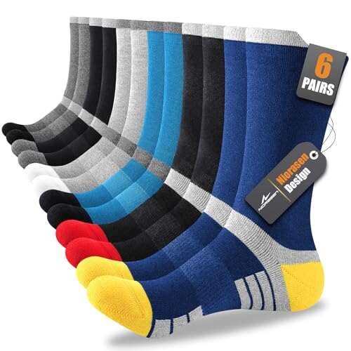 Niorasen 6 Pairs Men's Cotton Crew Work Boot Socks