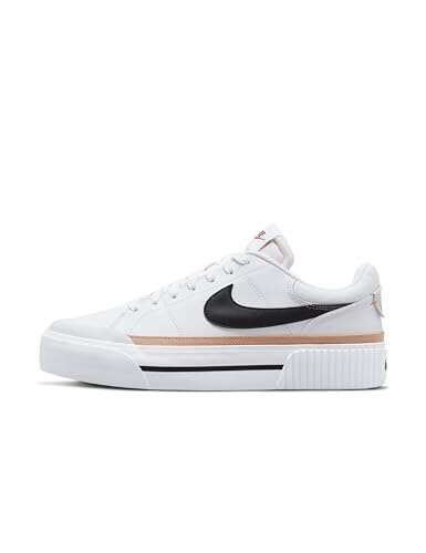 Nike Women's Court Legacy Lift Shoes, White/Black-Hemp-Team...