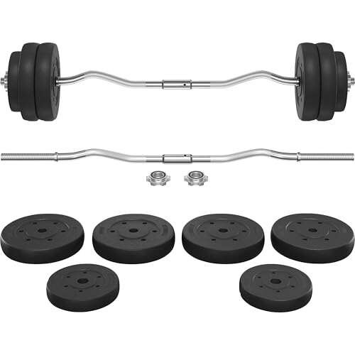 Yaheetech Barbell Weight Set - Olympic Curl Bar & 66LB