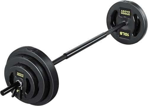 AboveGenius Barbell Weight Set, 45 LB Adjustable Free...