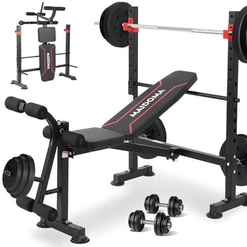 Standard Weight Bench Set with Leg Extension, Adjustable...