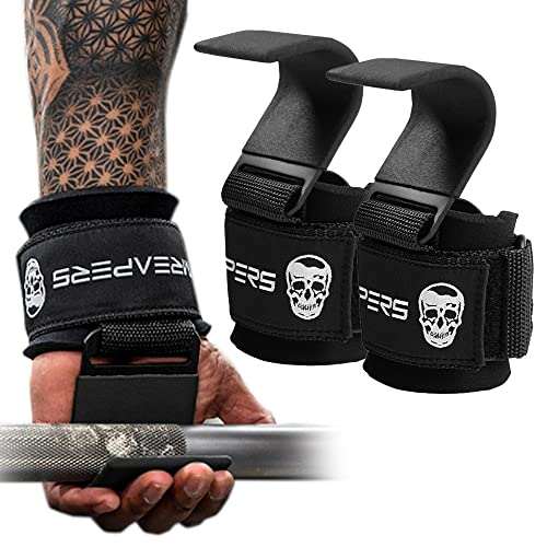 Gymreapers Weight Lifting Hooks (Pair), Heavy Duty Grip...