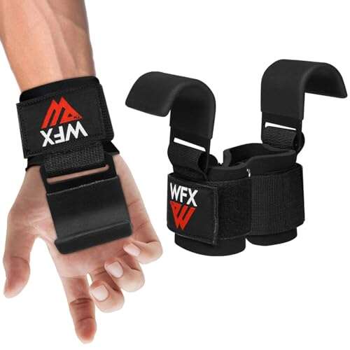 Weight Lifting Hooks, Non-Slip Rubber Coated Grips, Wrist...