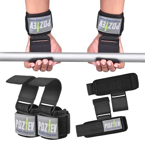 Weight Lifting Hooks (PAIR) - Padded Wrist Lifting Grips