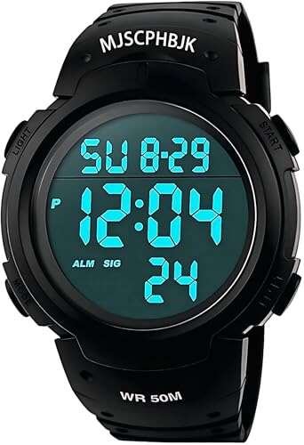 MJSCPHBJK Mens Digital Sports Watch, Waterproof LED Screen...
