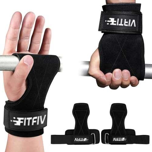 FITFIV Weight Lifting Wrist Strap, Double Leather Neoprene...
