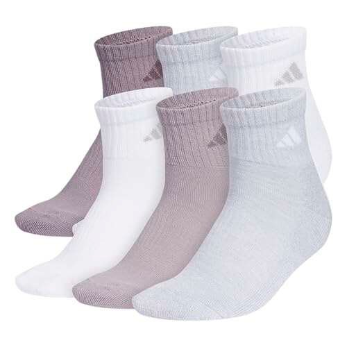 adidas Womens Athletic Cushioned Quarter Ankle Socks 6 Pairs