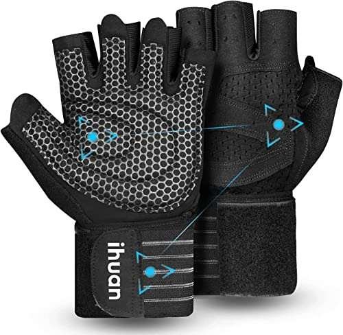 ihuan Ventilated Weight Lifting Gym Workout Gloves Wrist...