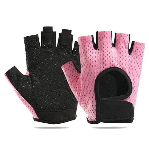 IZUS Anti-Slip Fingerless Workout Gloves for Women with...