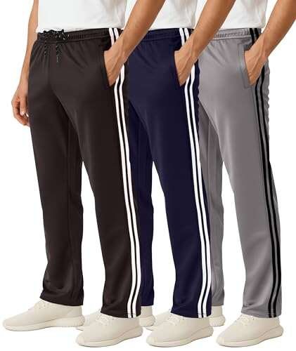 Real Essentials 3 Pack: Men's Mesh Open Bottom Sweatpants