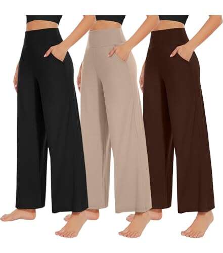 NEW YOUNG 3 Pack Women's Wide Leg Pants with Pockets