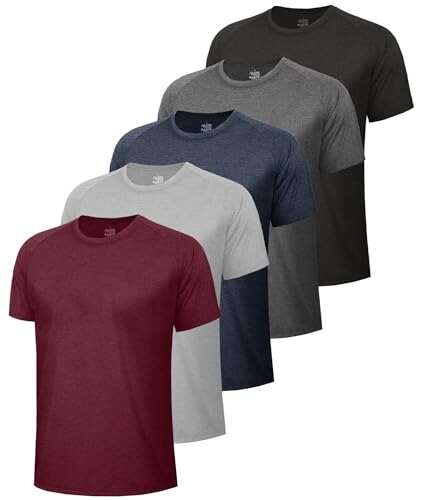 BOOJO 5 Pack Workout Shirts for Men-Quick Dry Gym Wicking