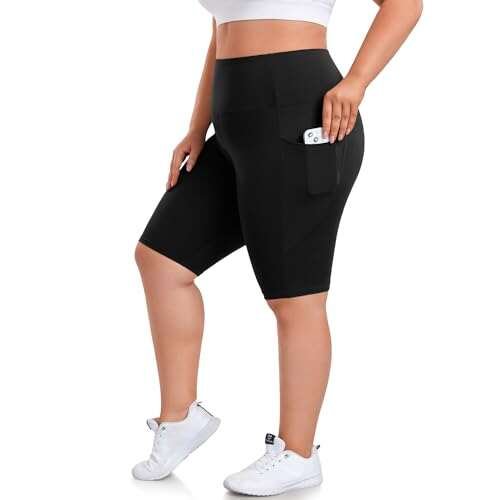 we fleece Plus Size Biker Shorts with Pockets High Waisted.