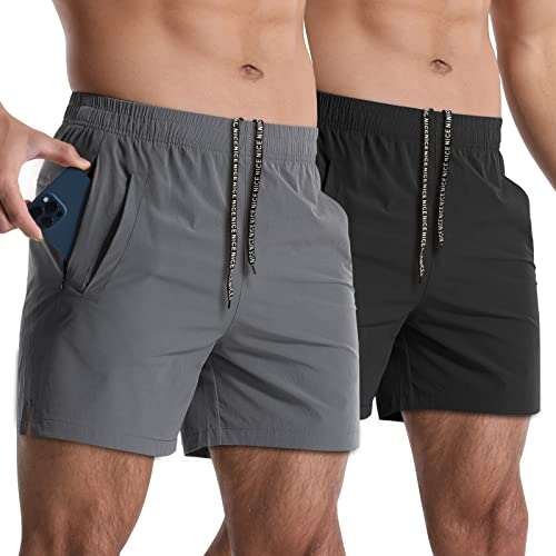 Lempue 2 Pack Workout Gym Shorts for Men Running