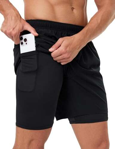 Naarts Men's 2 in 1 Athletic Running Shorts Quick Dry
