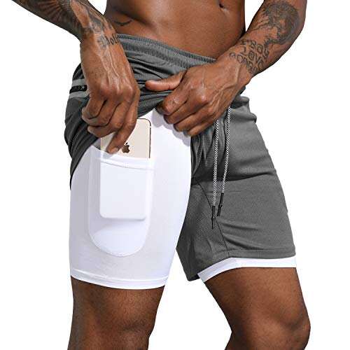 Leidowei Men's 2-in-1 Gym Running Shorts, Lightweight...