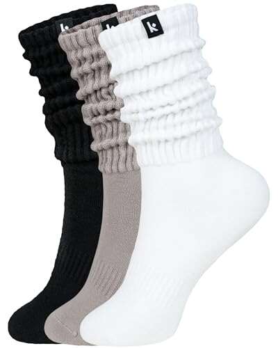 Kamo Fitness Cozy Womens Socks 3-Pair Pack Scrunch Long Crew