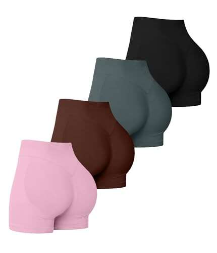 YWBIN 4 Pack Women Workout Gym Impact Shorts Scrunch Butt