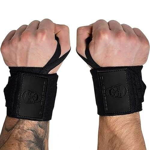 Gymreapers Weightlifting Wrist Wraps, Black/Rubber, 18