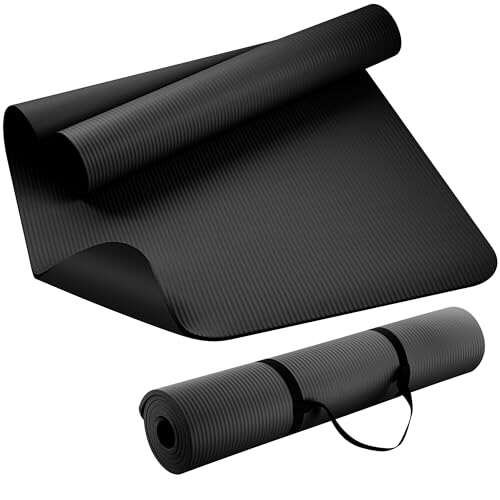 KEEP Extra Thick NBR Yoga Mat for Exercise, Black
