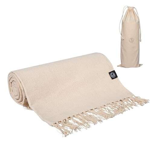 Tharie Hand-Woven Organic Cotton Yoga Mat, Washable, Good...