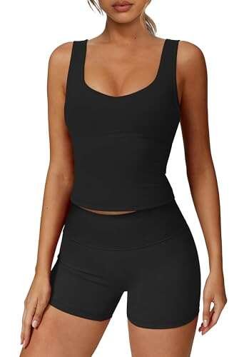 Alaroo Workout Sets for Women 2 Piece Crop Biker Shorts