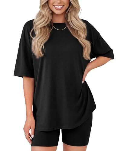 ZOOSIXX 2 Piece Sets for Women Summer T-Shirt Biker Shorts
