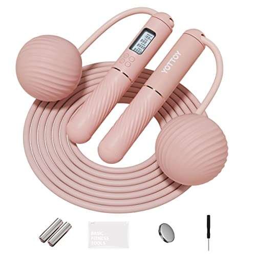 YOTTOY Cordless Jump Rope with Counter - Weighted Ropeless...