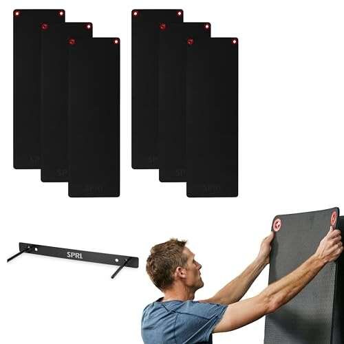 SPRI Hanging Bulk Fitness Mats + Rack, 15mm Foam Gym.