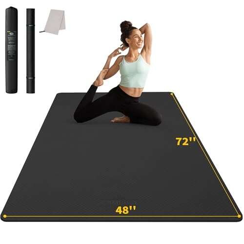 CAMBIVO Large Yoga Mat (6'x 4'), Extra Wide 6mm TPE