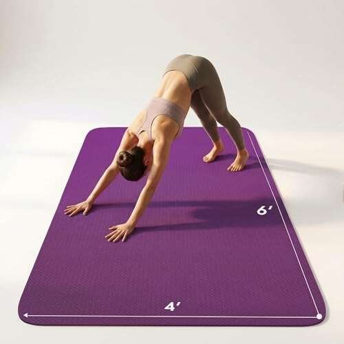 FrenzyBird Large Yoga Mat 6‘ x 4’ Thick TPE Non-Slip