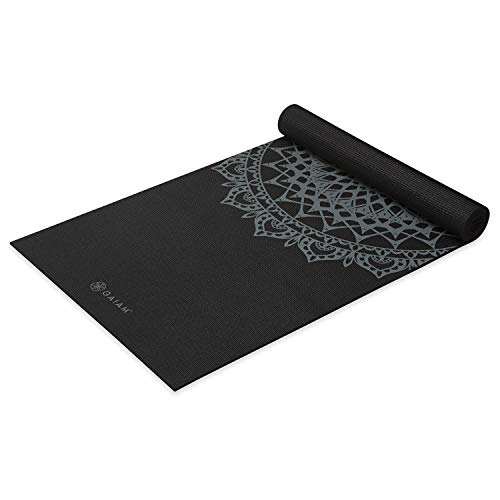 Gaiam Yoga Mat Premium Print Non Slip Black Marrakesh 5mm