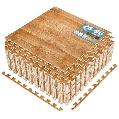 Sorbus 96 Sq. Ft. Wood Grain Floor Interlocking EVA Tiles