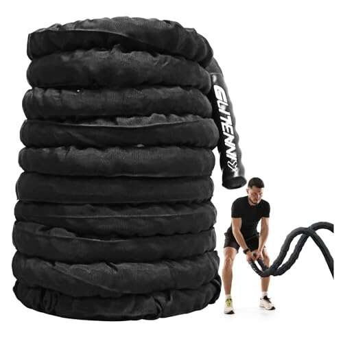 Battle Ropes Black Workout Rope 1 inch 30ft Weighted