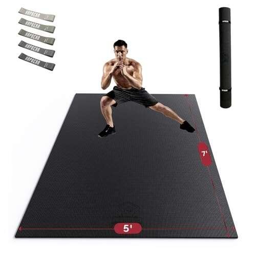 HAPBEAR Extra Large Exercise Mat - 7'x5'x8mm for Home Gym
