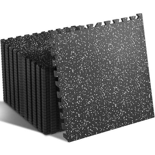 SUPERJARE 0.4'' Thick 24 Pcs 96 Sq Ft Rubber Mats