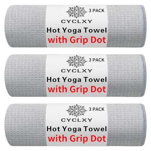 CYCLXY 3 Pack Yoga Mat Towels with Grip Dot Hot
