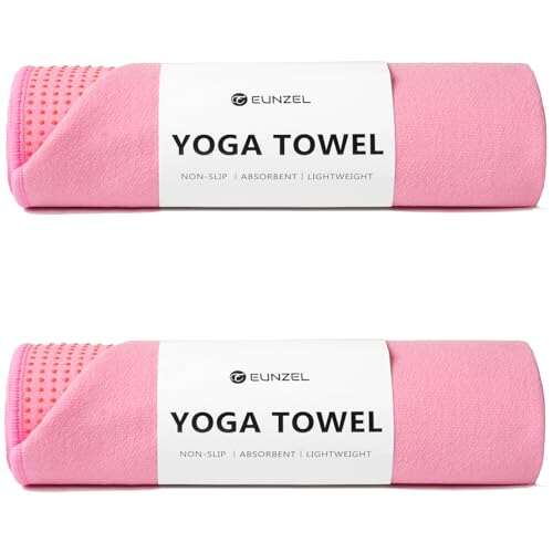 Eunzel 2 Pack Hot Yoga Towel with Non Slip Grip