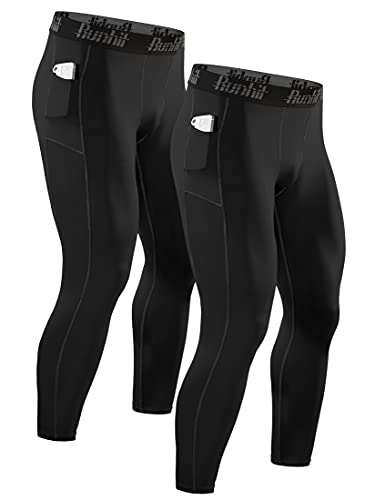 Runhit Compression Pants Men with Pocket,2 Pack Spandex...