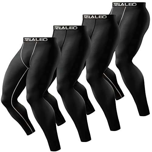 TELALEO 4 Pack Men's Compression Pants Leggings Workout...