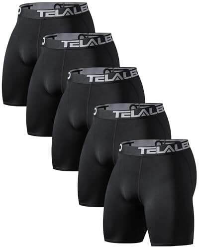 TELALEO 5 Pack Compression Shorts for Men Spandex Athletic...