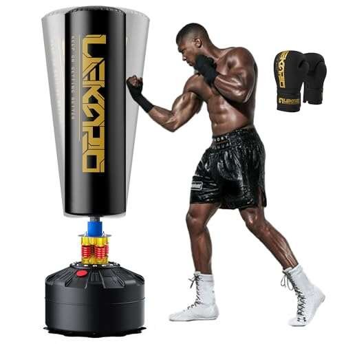 LEKÄRO Freestanding Punching Bag with Boxing Gloves, for...
