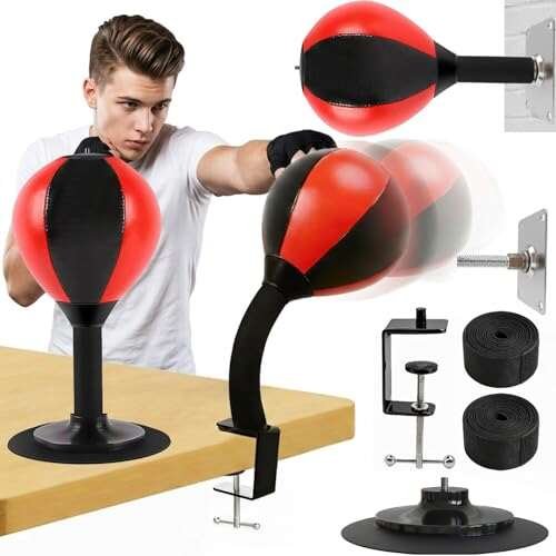 Desktop Focus Punching Bag for Stress Relief with Suction...